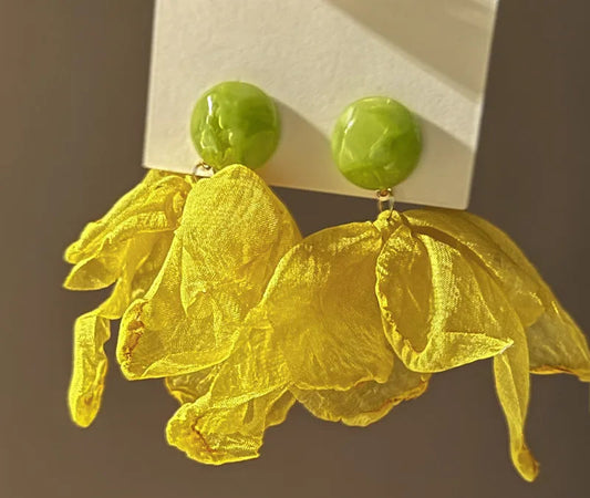 Green-Yellow Chiffon Earring