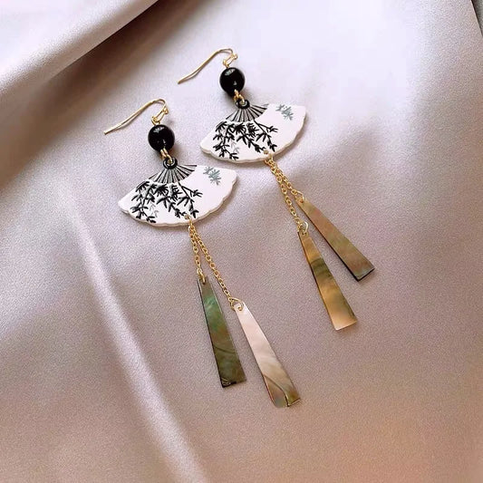 Bamboo Art Tassel Drop Earrings