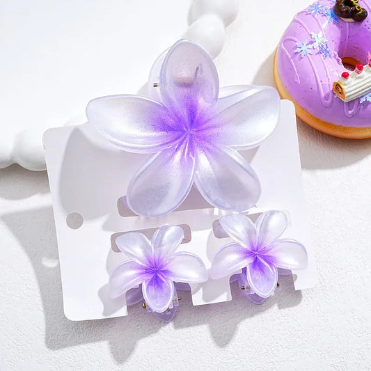 Frosted Purple Plumeria clip Set