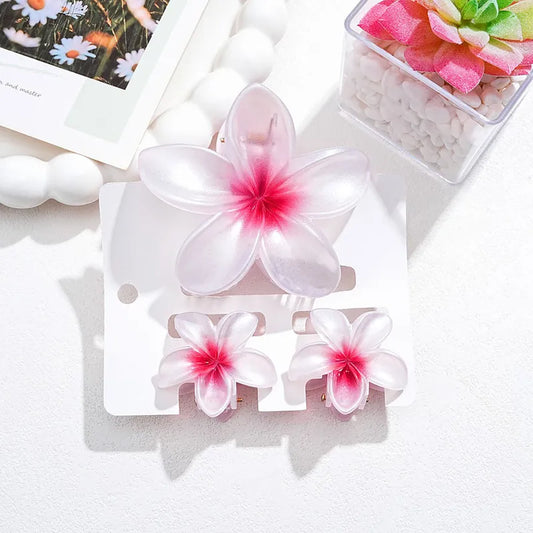 Frosted Pink Plumeria clip set