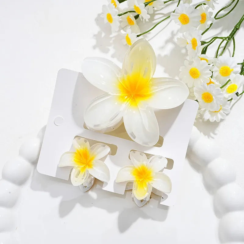 Frosted Yellow Plumeria clip Set