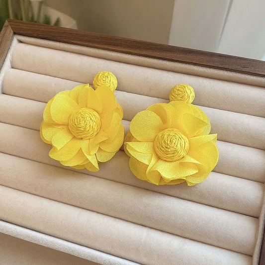 Yellow flower earrings