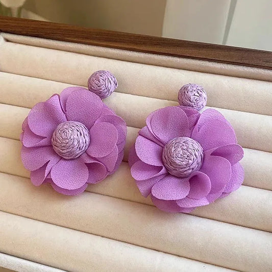 Purple flower earrings