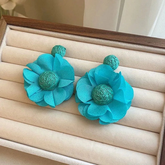 Blue flower earrings