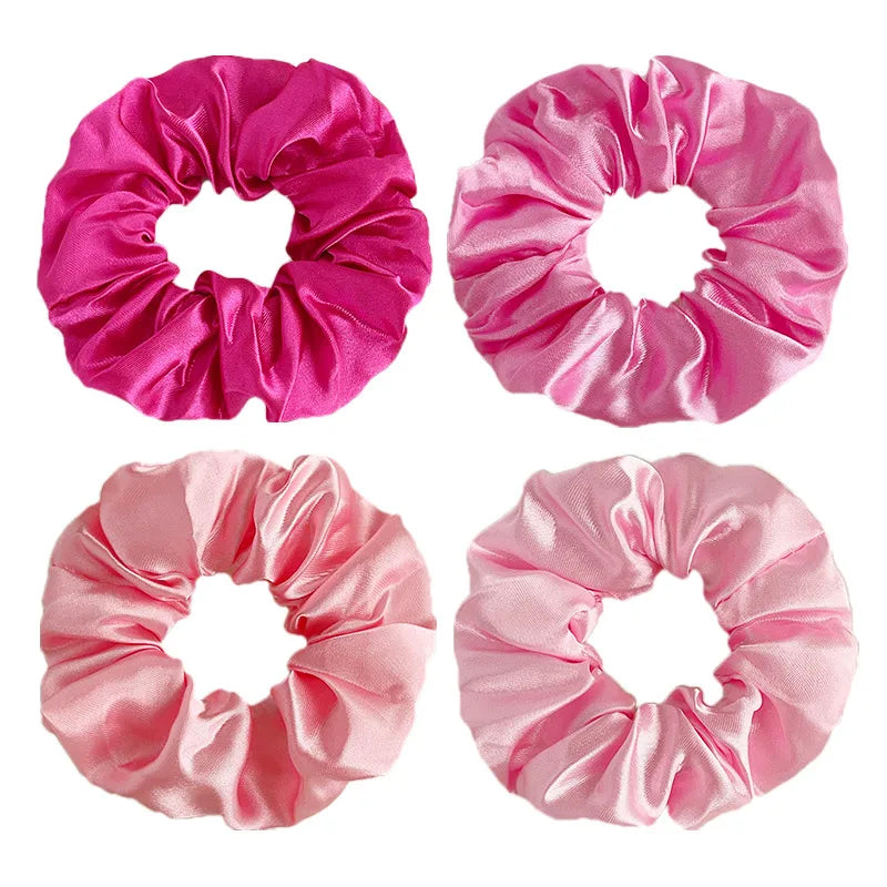 Pink Blossom Satin Scrunchie (Set of 4)