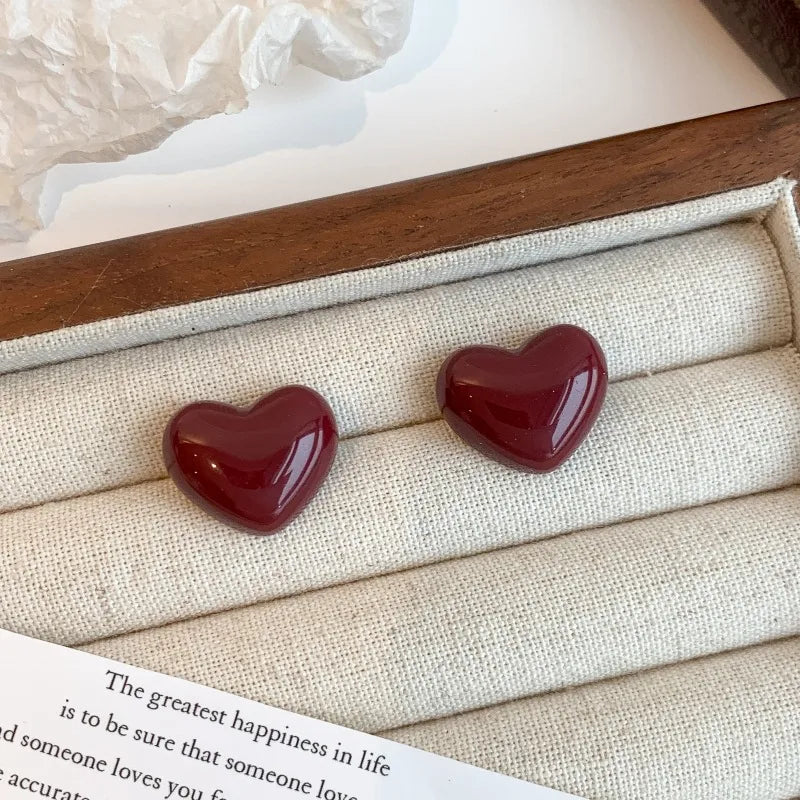Love Ear Studs - Wine Red