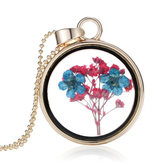 Round Pendant - Blue pink mixed