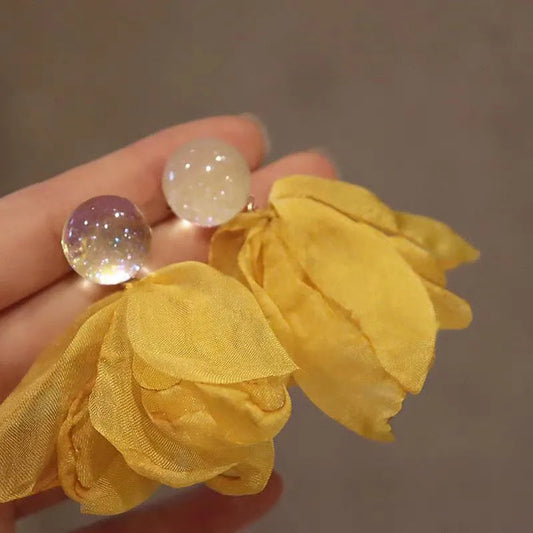 Yellow Chiffon Earrings