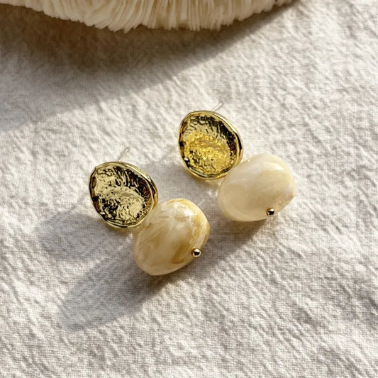 Folded Circle Earring - White