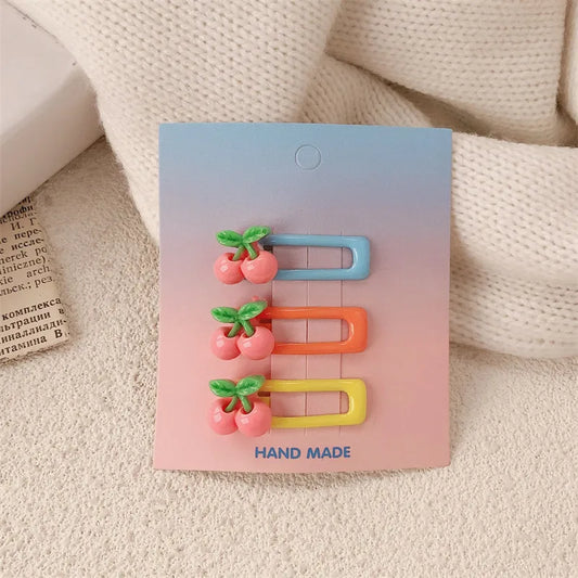 Korean Cute Fruit Hair Clips Set - Rose Red Cherry