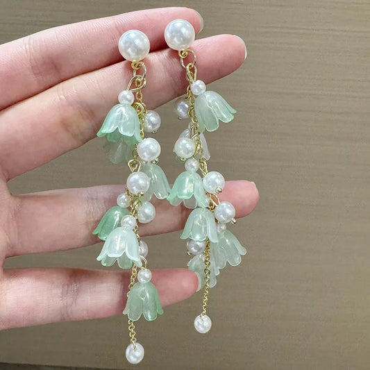 Forest Style Beaded Pearl Earrings