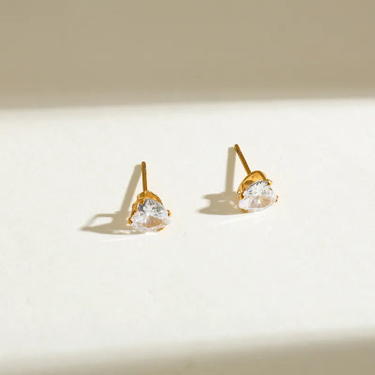 White Heart Stud - Gold Plated