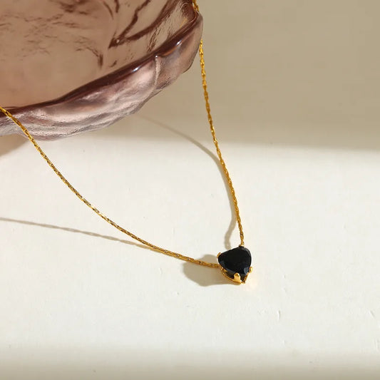 Black Heart Pendant - Gold Plated