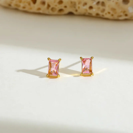 Small Gold-Plated Stud - Gold & Pink
