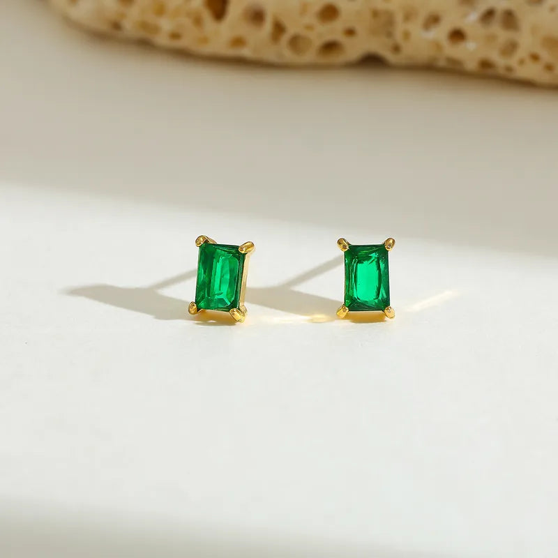 Small Gold-Plated Stud - Gold & Green