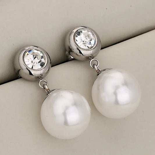 Silver Aura Pearl Drop Earring