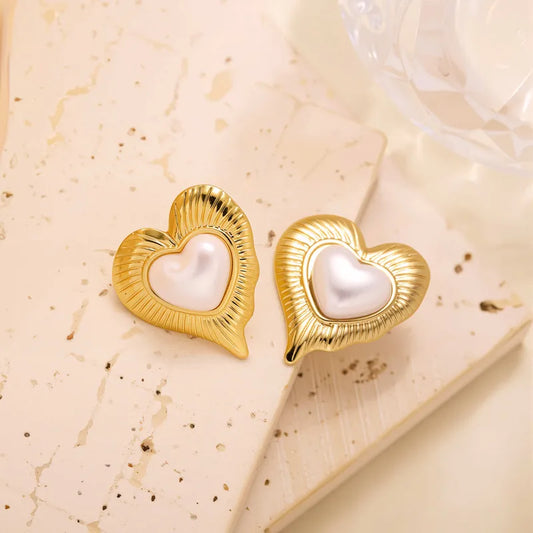 Gold Plated Heart Shaped Flower Earrings