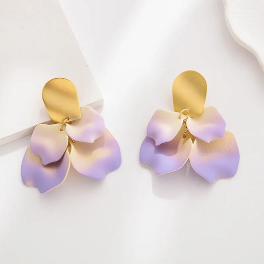 Petal Earrings - Purple Yellow