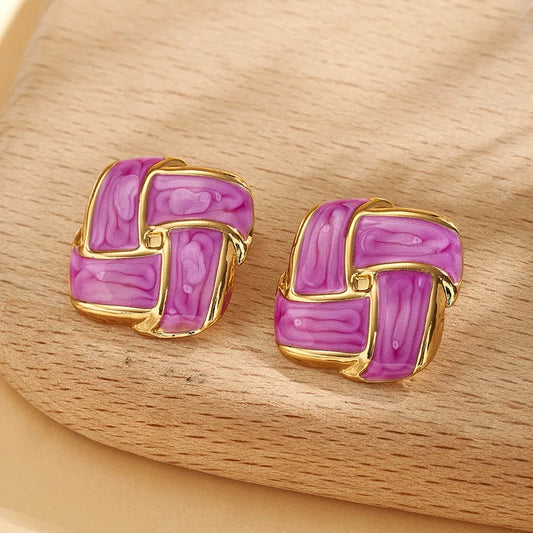 Square Spiral Stud - Purple