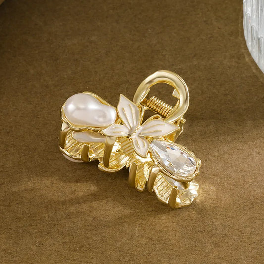 Metal Butterfly Hair Clip - White