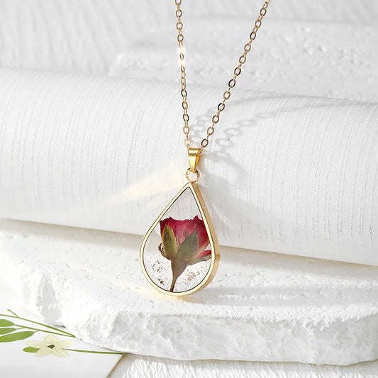 Resin Pendant - A Red Rose Flower