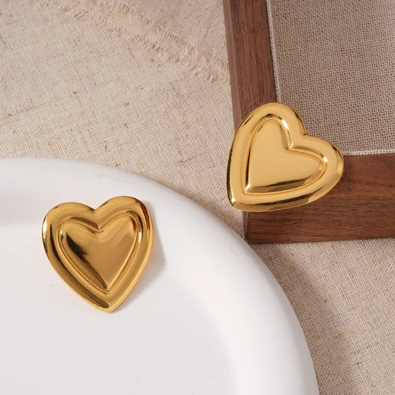 Love Heart Gold Plated Stud