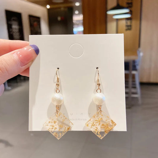 White-Golden Hook Earring