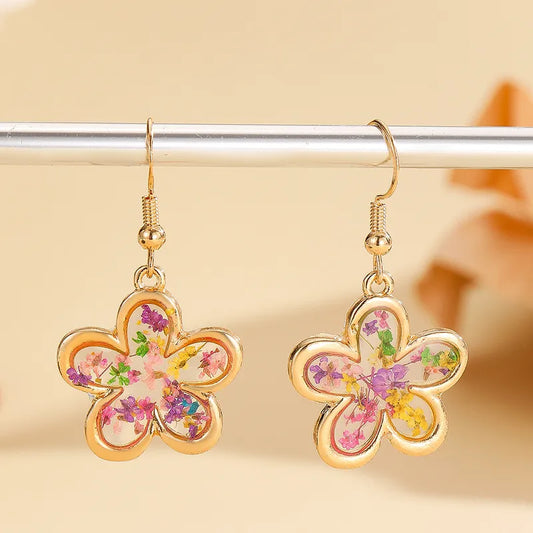 Flower Resin Butterfly Earrings - Purple