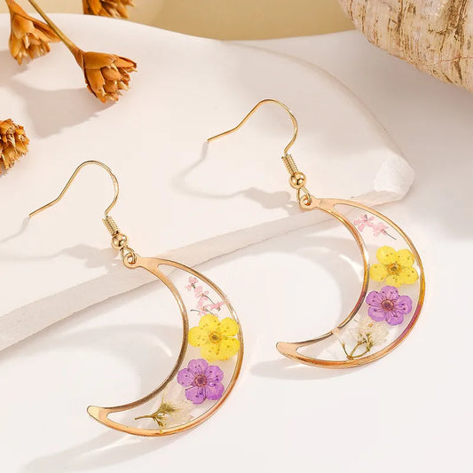 Moon Shape Resin Earring - Yellow