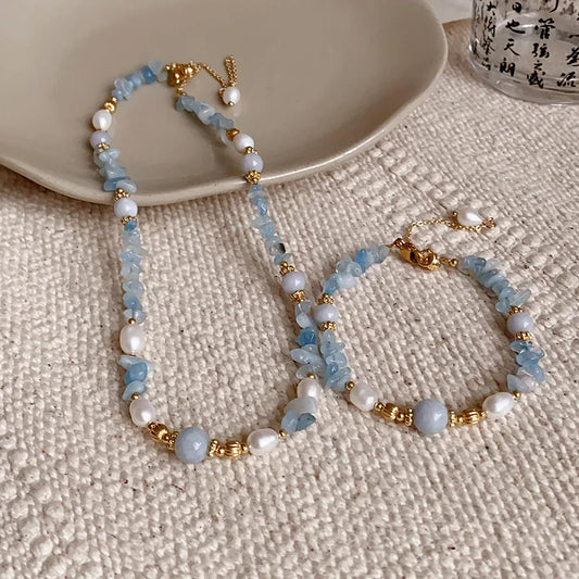 Pearl Aquamarine Necklace