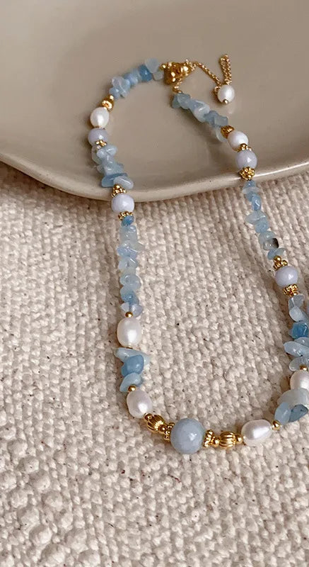 Pearl Aquamarine Necklace