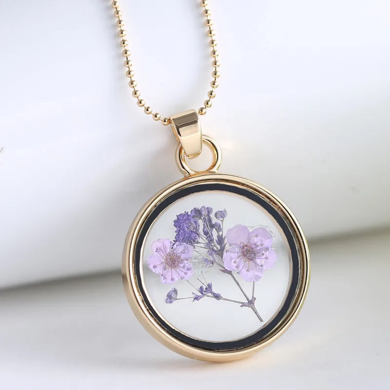 Round Pendant - Lilac flower