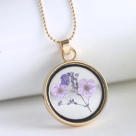 Round Pendant - Lilac flower