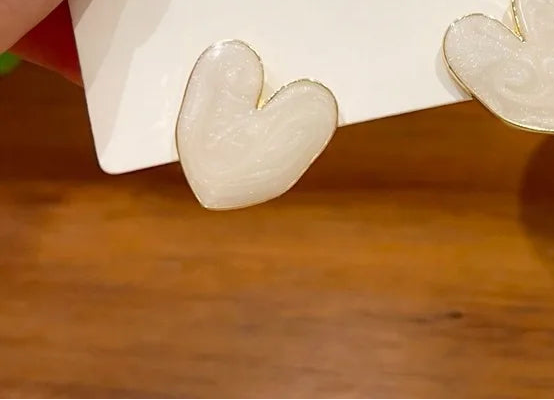 White Love Heart Stud