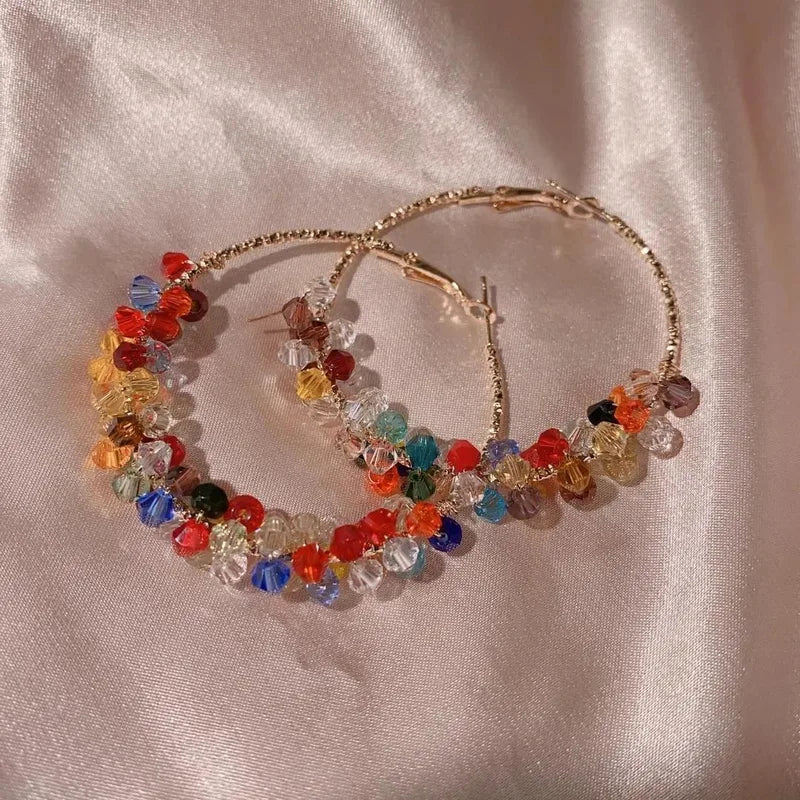 Multicolor Beaded Hoops