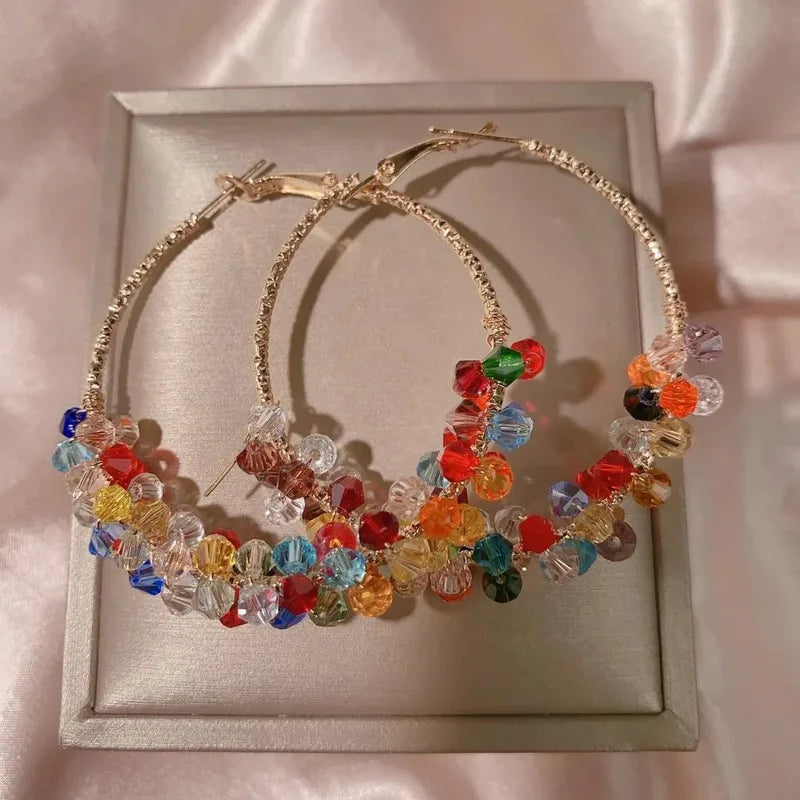 Multicolor Beaded Hoops