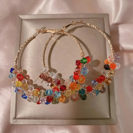 Multicolor Beaded Hoops