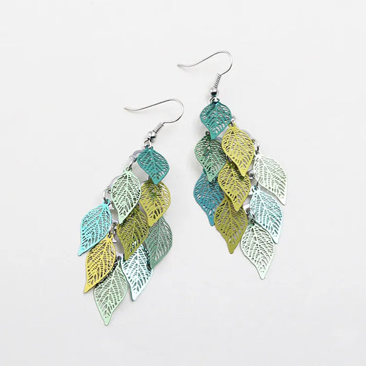 Leaf Metal Drop Earrings