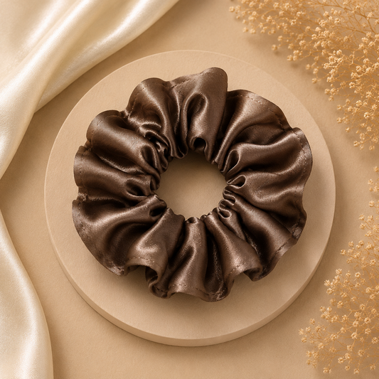 Mocha Satin Scrunchie (one piece)