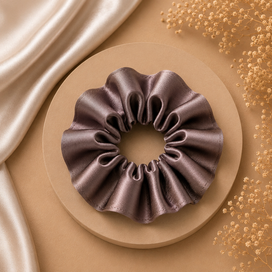 Truffle Beige Satin Scrunchie (one piece)