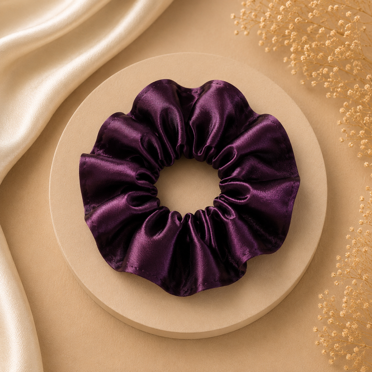 Royal Plum Satin Scrunchie (one piece)