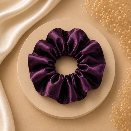 Royal Plum Satin Scrunchie (one piece)