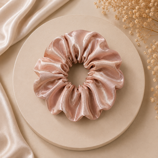 Champagne Blush Satin Scrunchie (one piece)