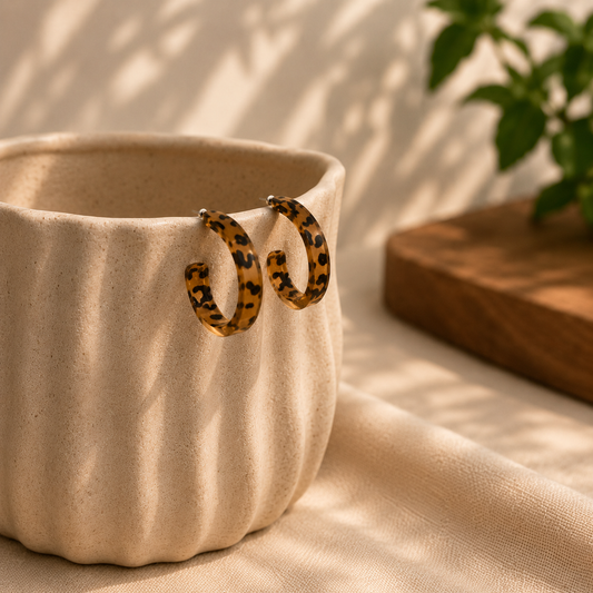 Amber Patterned C-Hoop Earrings