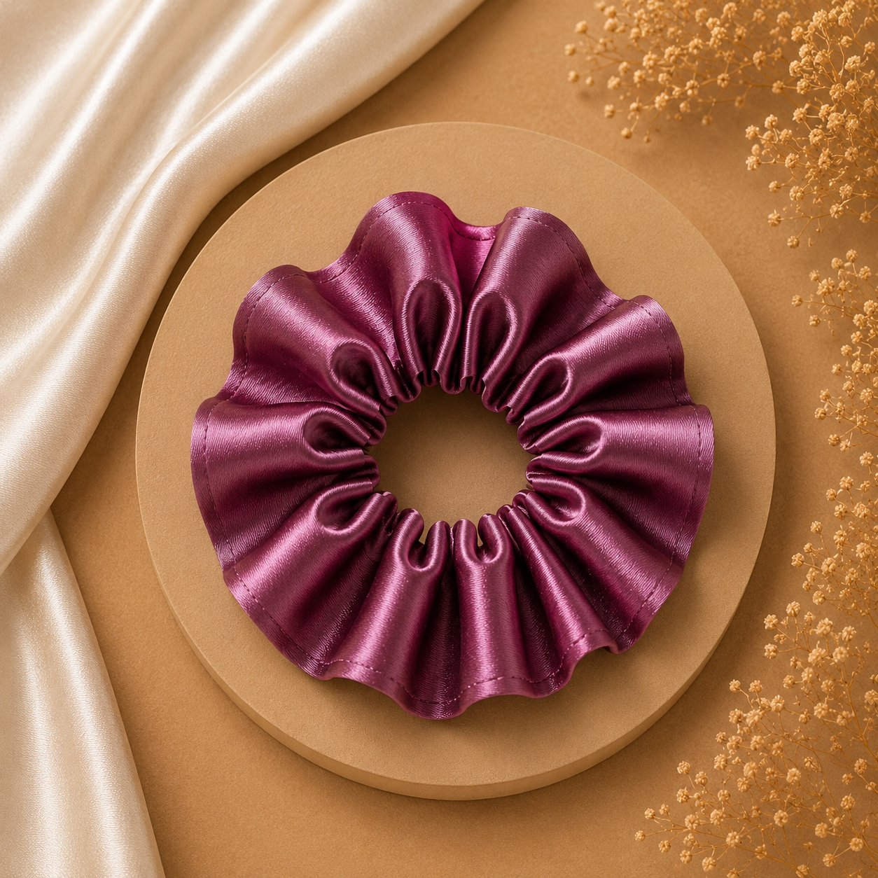 Berry Wine Satin Scrunchie (one piece)