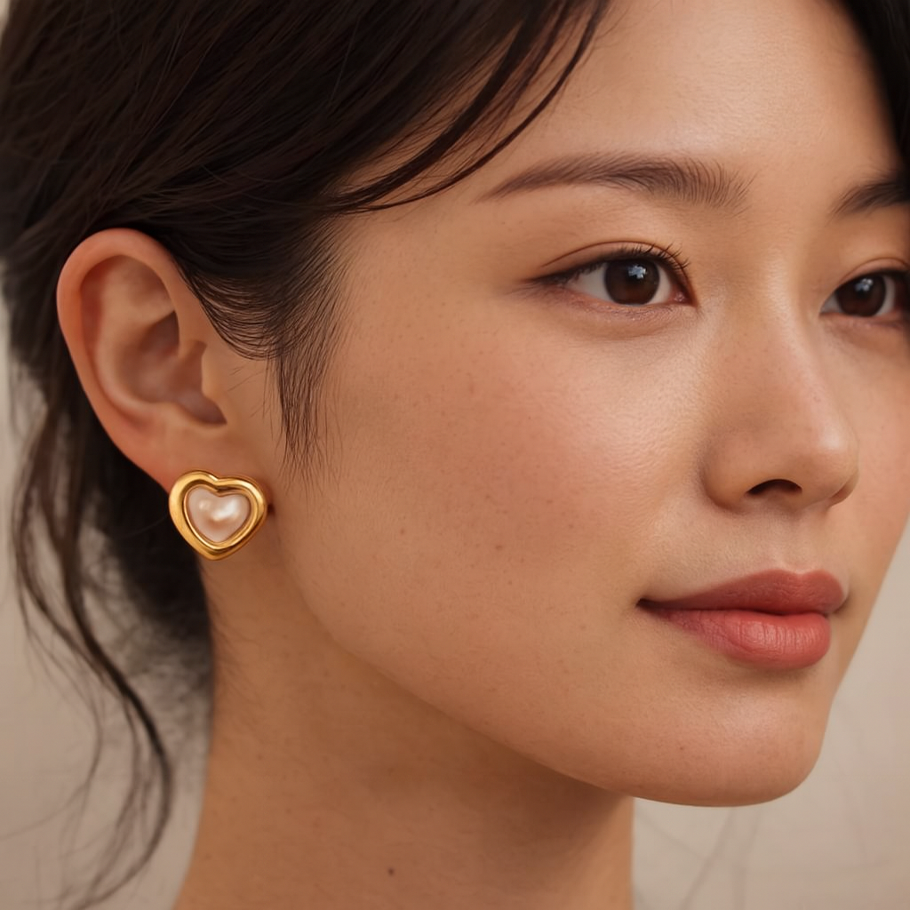 Golden Heart Valentine Studs