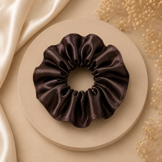 Dark Mocha Satin Scrunchie (one piece)