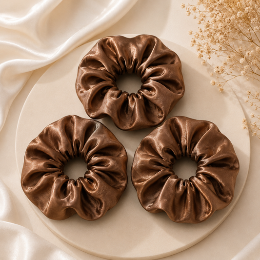 Cocoa Satin Scrunchie (one piece)