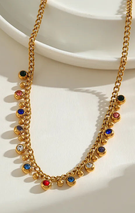 Gem Drop Necklace - Gold Plated