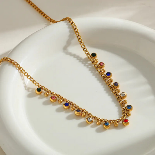 Gem Drop Necklace - Gold Plated